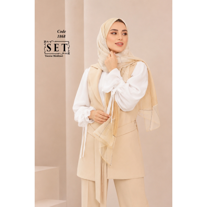 ست کلاسیک مدل الیسا رنگ کرم نسکافه ای کد 1868 برند SET