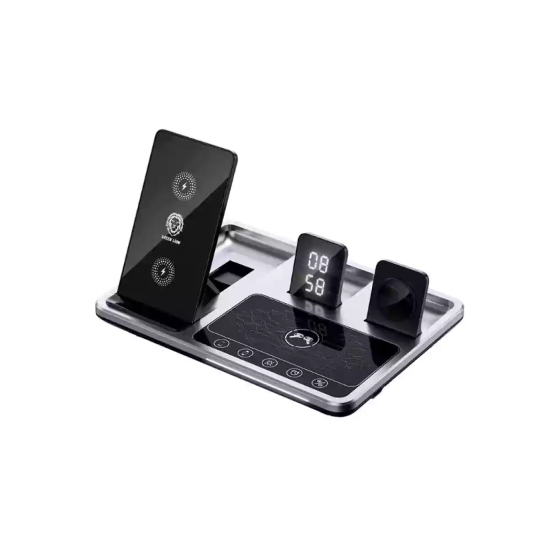 شارژر 15 وات رومیزی گرین لاین مدل Wireless-Ch station 4 in 1