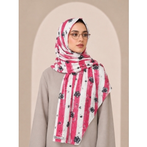 شال دخترانه طرح شکوفه رنگ صورتی