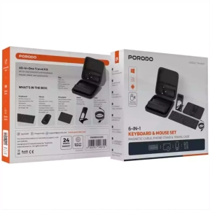 ست کیبورد و ماوس ۶ در ۱ پورودو مدل Magnetic Cable, Phone Stand & Travel Case PDKBMSC2285
