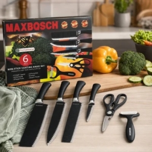 سرویس چاقو 6 پارچه با تیغه استیل و با دسته سرامیک مدل MB-9988
