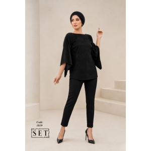 شومیز مجلسی مدل نگار رنگ مشکی کد 1819 برند SET