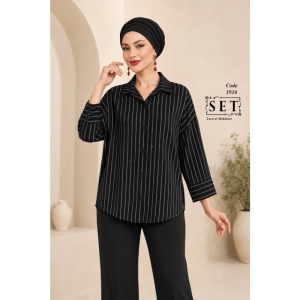 شومیز رنگ مشکی مدل نگین کد 1916 برند SET