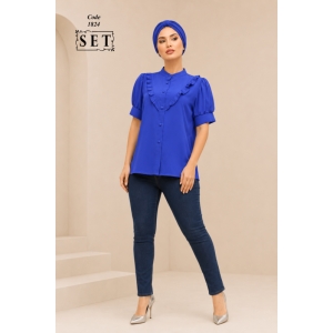 شومیز مدل زمرد رنگ کاربنی کد 1824 برند SET