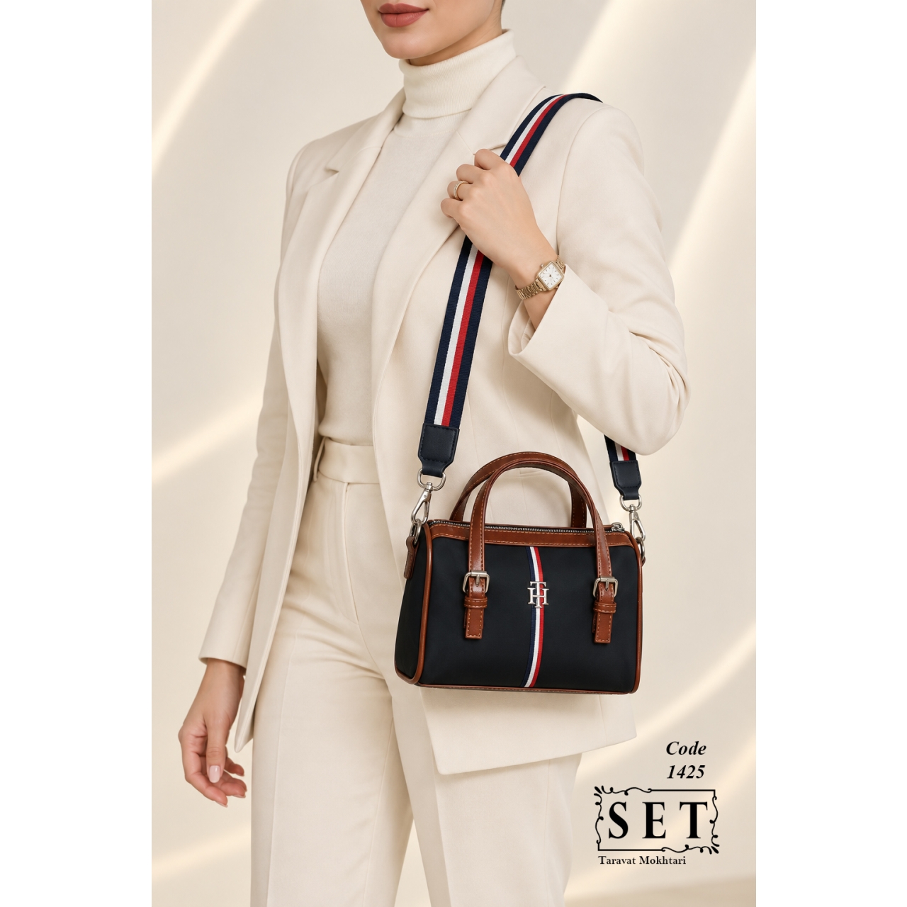 کیف زنانه رنگ مشکی طرح Tommy کد 1425 برند SET