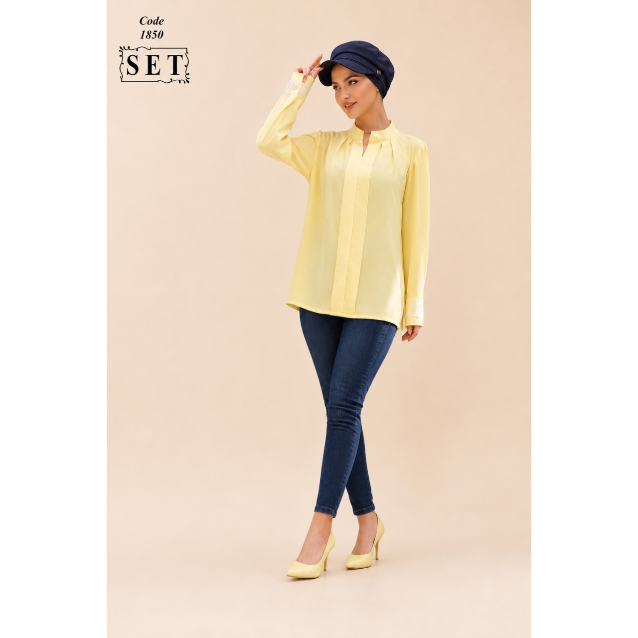شومیز مدل طراوت رنگ لیمویی کد 1850 برند SET