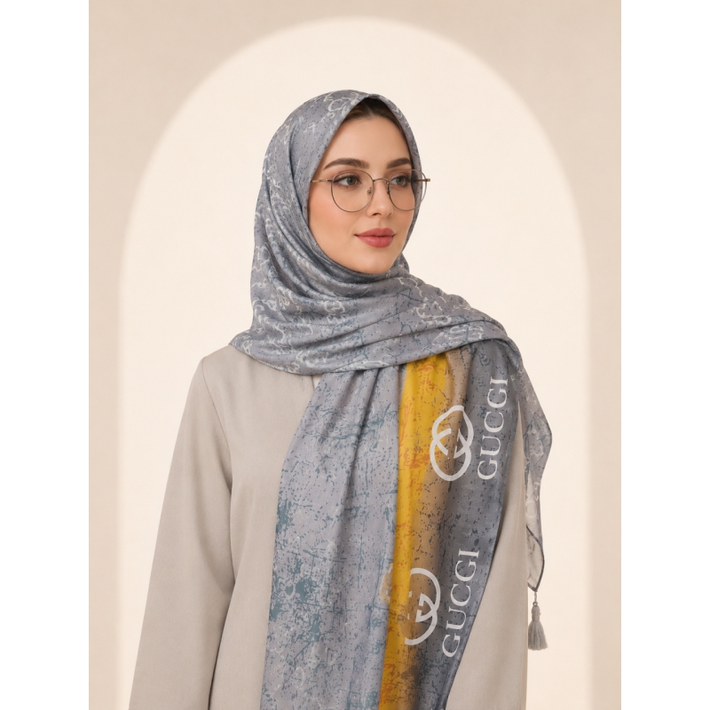 شال گوچی رنگ طوسی زرد