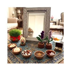 گلدان مینیاتوری سنبل لوندر بافتنی بسته دو عددی