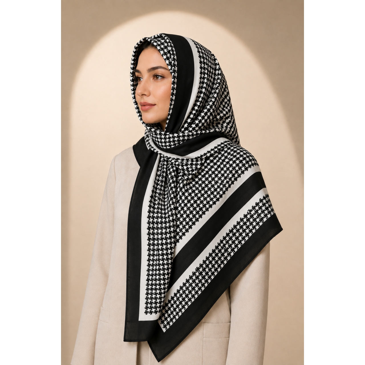 شال روزمره طرح پیرودوپل رنگ مشکی