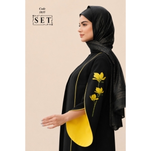 مانتو مجلسی کرپ مدل لوتوس رنگ زرد کد 1835 برند SET