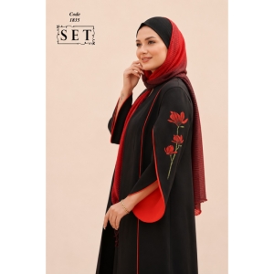 مانتو مجلسی کرپ مدل لوتوس رنگ قرمز کد 1835 برند SET