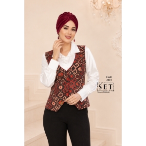 جلیقه مجلسی مدل آسنات رنگ زرشکی کد 1893 برند SET