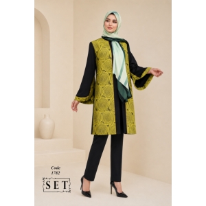 مانتو ژاکارد مدل ارکیده رنگ زرد کد 1782 برند SET