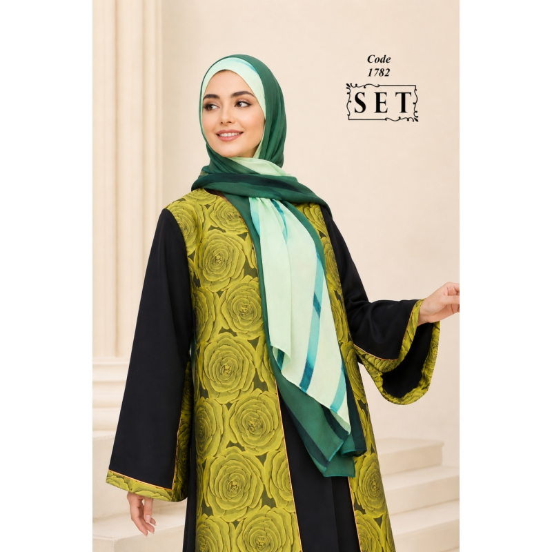 مانتو ژاکارد مدل ارکیده رنگ زرد کد 1782 برند SET