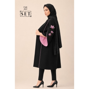 مانتو مجلسی کرپ مدل لوتوس رنگ کالباسی کد 1835 برند SET