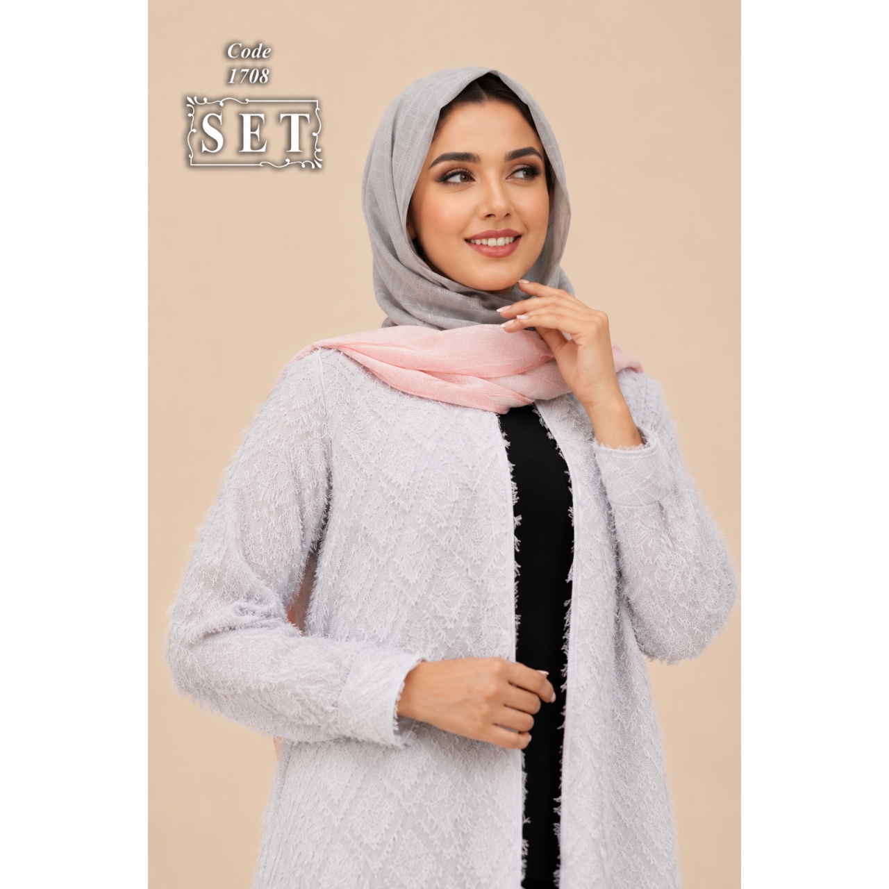 مانتو تابستانی مدل ونوس رنگ طوسی کد 1708 برند SET