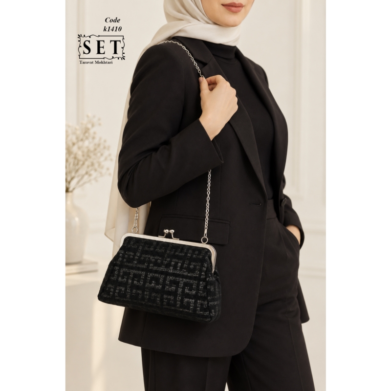 کیف زنانه مجلسی مدل فندی طرح زوکا کد 1410 برند SET