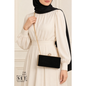 کیف مجلسی زنانه رنگ مشکی انگشتری کد 1413 برند SET