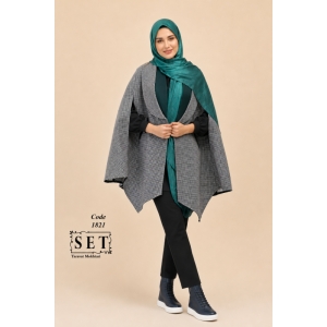 پالتو پانچ مدل رژینا رنگ سبز زمردی کد 1821 برند SET