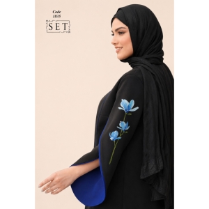مانتو مجلسی کرپ مدل لوتوس رنگ کاربنی کد 1835 برند SET