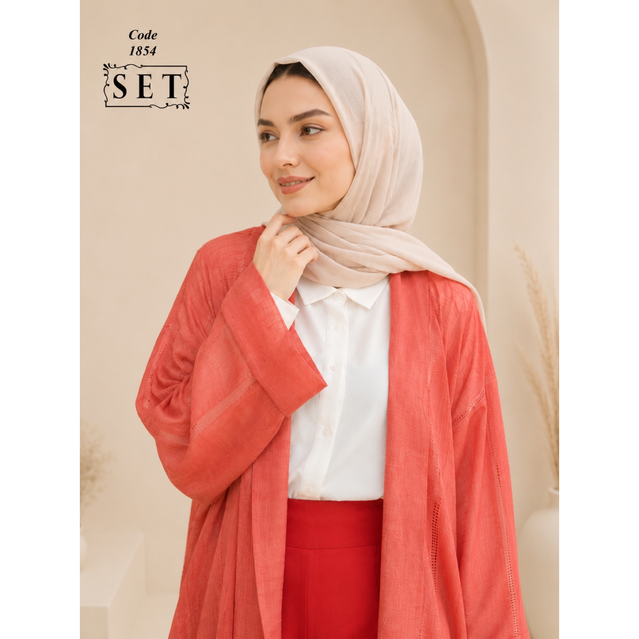 ست غیررسمی مدل دلوین رنگ آجری کد 1854 برند SET