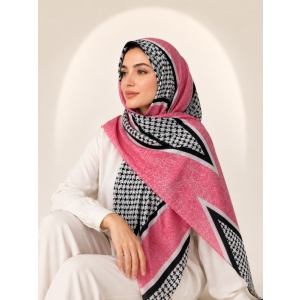 شال روزمره طرح پیرودوپل رنگ سرخابی