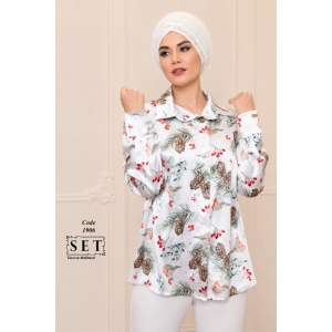 شومیز مجلسی مدل الهه ناز طرح بلوط کد 1906 برند SET