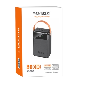 پاوربانک 22.5 وات ایکس انرژی مدل X-880 ظرفیت 80000 میلیآمپرساعت به همراه کابل USB-C و بند آویز
