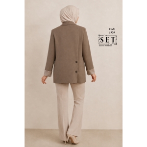 کت کلاسیک کرپ رنگ کرم چوبی مدل تینا برند SET