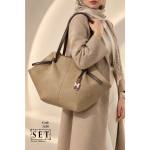 کیف توت دوشی مدل کهربا رنگ کرم سنگی کد 1428 برند SET