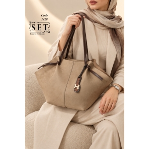 کیف توت دوشی مدل کهربا رنگ کرم سنگی کد 1428 برند SET