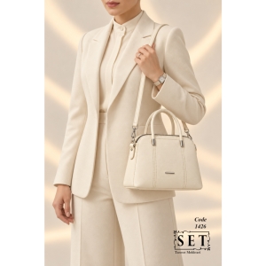 کیف زنانه اداری رنگ شیری کد 1426 برند SET