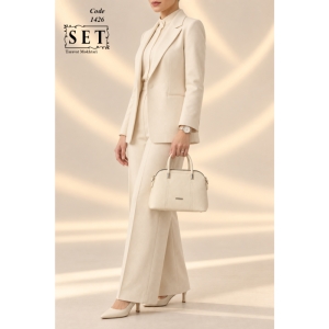 کیف زنانه اداری رنگ شیری کد 1426 برند SET